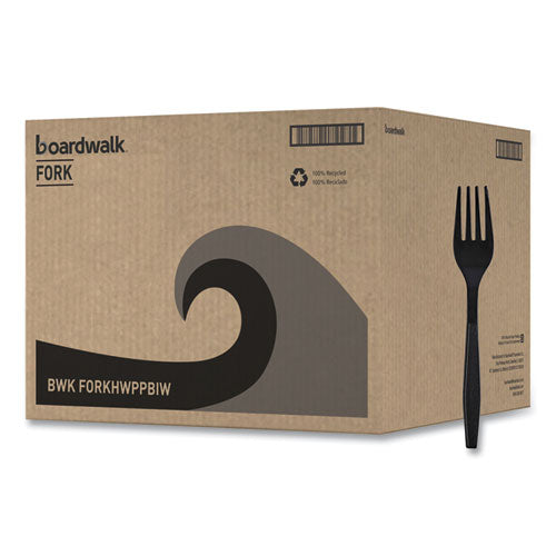 Boardwalk® Heavyweight Wrapped Polypropylene Plastic Black Fork, 1,000/Carton